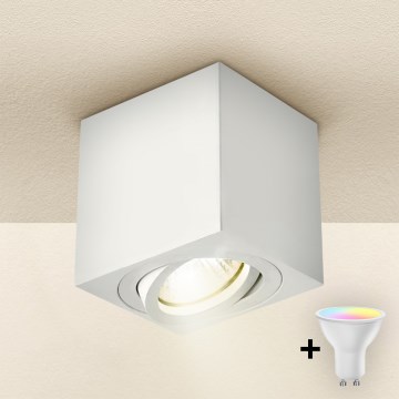 Brilagi - Foco empotrable LED RGBW regulable MIA 1xGU10/4,8W/230V 3000K 84x80 mm blanco + mando a distancia