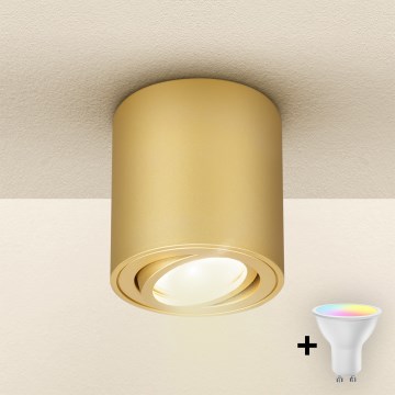 Brilagi - Foco empotrable LED RGBW regulable MIA 1xGU10/4,8W/230V 3000K 84x80 mm dorado + mando a distancia