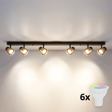Brilagi - Foco empotrable LED RGBW regulable NUGGET 6xGU10/6W/230V 2700-6500K Wi-Fi negro/dorado