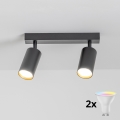 Brilagi - Foco empotrable LED RGBW regulable SELE 2xGU10/4,8W/230V 3000K negro/dorado + mando a distancia