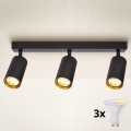 Brilagi - Foco empotrable LED RGBW regulable SELE 3x GU10 / 4,8W / 230V / 3000K, negro/dorado + mando a distancia