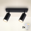 Brilagi - Foco empotrable LED RGBW regulable SELE DIAMANT 2xGU10/4,8W/230V 3000K negro + mando a distancia
