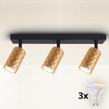 Brilagi - Foco empotrable LED RGBW regulable SELE DIAMANT 3xGU10/4,8W/230V 3000K dorado + mando a distancia