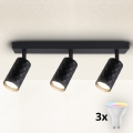 Brilagi - Foco empotrable LED RGBW regulable SELE DIAMANT 3xGU10/4,8W/230V 3000K negro + mando a distancia