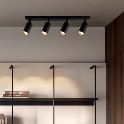 Brilagi - Foco empotrable LED RGBW regulable SELE DIAMANT 4xGU10/4,8W/230V 3000K negro + mando a distancia
