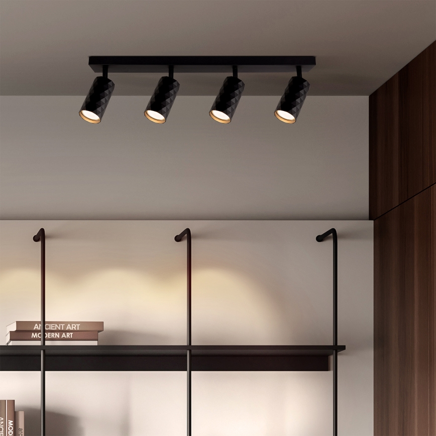 Brilagi - Foco empotrable LED RGBW regulable SELE DIAMANT 4xGU10/4,8W/230V 3000K negro + mando a distancia