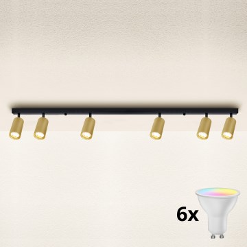 Brilagi - Foco empotrable LED RGBW regulable SELE GOLDEN 6xGU10/6,5W/230V 2700-6500K negro/dorado