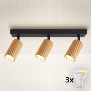 Brilagi - Foco empotrable LED RGBW regulable SELE MODERN 3xGU10/4,8W/230V 3000K dorado + mando a distancia