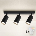 Brilagi - Foco empotrable LED RGBW regulable SELE MODERN 3xGU10/4,8W/230V 3000K negro + mando a distancia