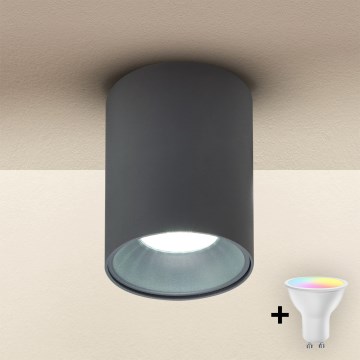 Brilagi - Foco empotrable LED RGBW regulable TRINE 1xGU10/4,8W/230V 3000K antracita + mando a distancia
