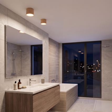 BRILAGI - Foco para baño SMOOTH 1xGX53/15W/230V 60x82 mm acabado en roble IP54