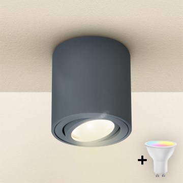Brilagi - Foco empotrado LED RGBW regulable MIA 1xGU10/4,8W/230V 3000K 84x80 mm antracita + mando a distancia