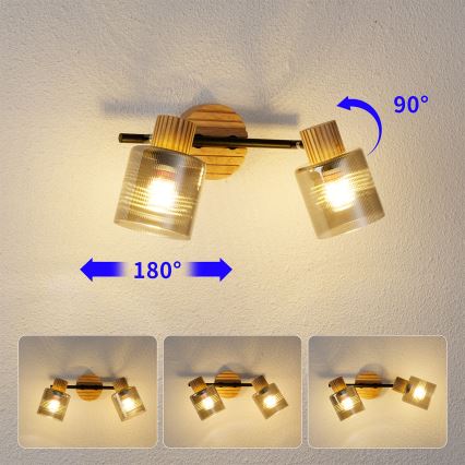 Brilagi - Foco HYGGE 2xE14/15W/230V madera/ahumado