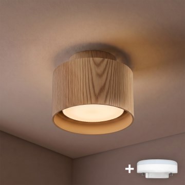 BRILAGI - Foco LED BACKLIT 1xGX53/15W/230V + LED/3W diámetro 10 cm acabado en roble