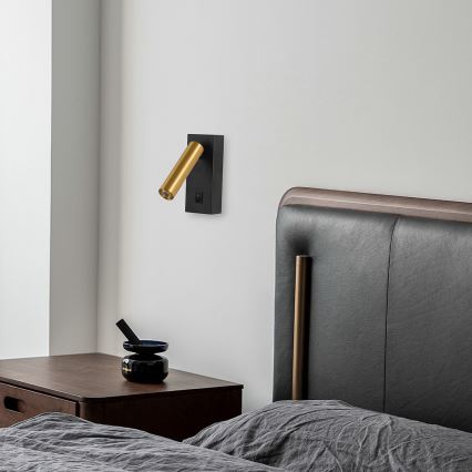 Brilagi - Foco LED de pared MAYA LED/3W/230V 4000K negro/dorado