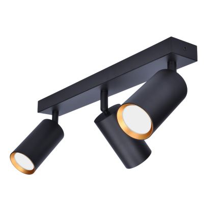 Brilagi - Foco empotrable LED RGBW regulable SELE 3x GU10 / 4,8W / 230V / 3000K, negro/dorado + mando a distancia