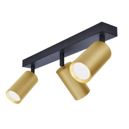 Brilagi - Foco empotrable LED RGBW regulable SELE GOLDEN 3xGU10/4,8W/230V 3000K negro/dorado + mando a distancia