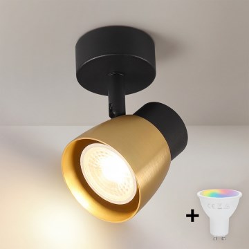 Brilagi - Foco LED RGBW regulable NUGGET 1xGU10/4,8W/230V negro/dorado