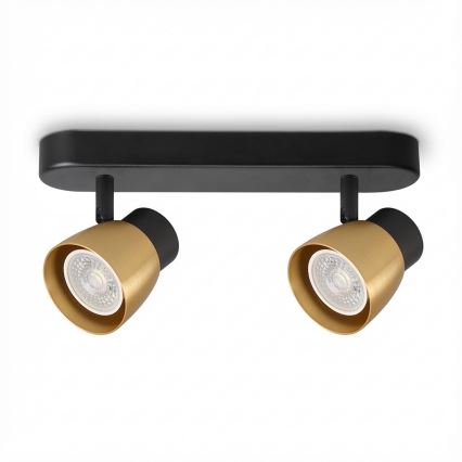 Brilagi - Foco empotrable LED RGBW regulable NUGGET 2xGU10/4,8W/230V 3000K negro/dorado + mando a distancia