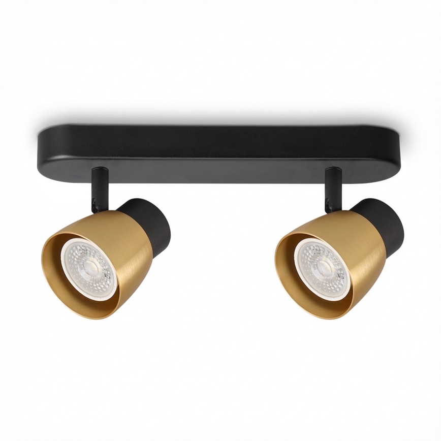 Brilagi - Foco empotrable LED RGBW regulable NUGGET 2xGU10/4,8W/230V 3000K negro/dorado + mando a distancia