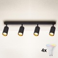Brilagi - Foco LED RGBW regulable SELE 4xGU10/4,8W/230V 3000K negro/oro + mando a distancia