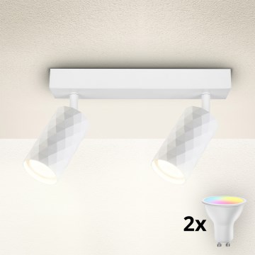 Brilagi - Foco LED RGBW regulable SELE DIAMANT 2x GU10/4,8W/230V 3000K blanco + control remoto