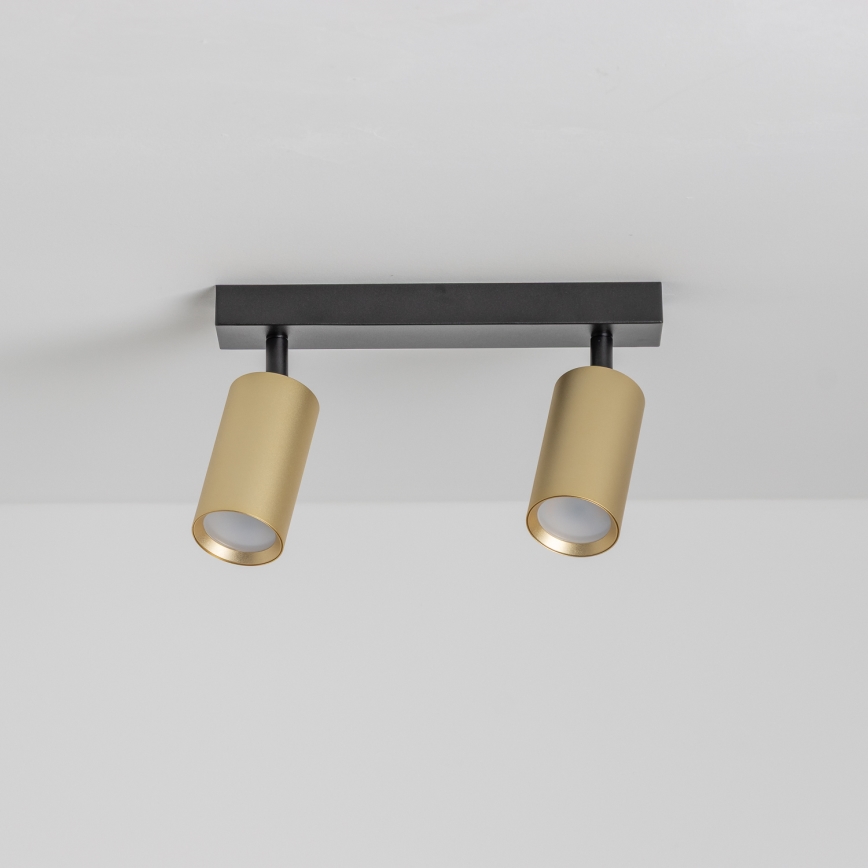 Brilagi - Foco LED RGBW regulable SELE GOLDEN 2xGU10/4,8W/230V 3000K negro/dorado + mando a distancia