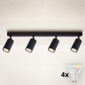 Brilagi - Foco LED RGBW regulable SELE MODERN 4xGU10/4,8W/230V 3000K negro + control remoto