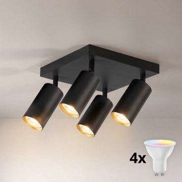 BRILAGI - Foco LED RGBW regulable SELE SQUARE 4xGU10/6,5W/230V 2700-6500K negro/dorado