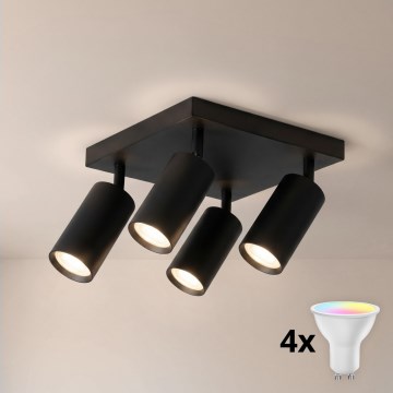 BRILAGI - Foco LED RGBW regulable SELE SQUARE 4xGU10/6,5W/230V 2700-6500K negro