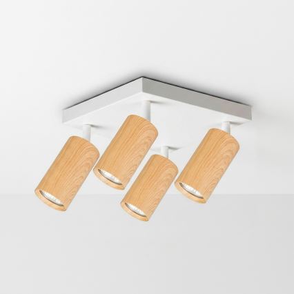 BRILAGI - Luminaria de focos regulable LED RGBW SELE SQUARE 4xGU10/6,5W/230V 2700-6500K blanco/decoración roble