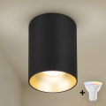 Brilagi - Foco LED RGBW regulable TRINE 1xGU10/4,8W/230V 3000K negro/dorado + mando a distancia