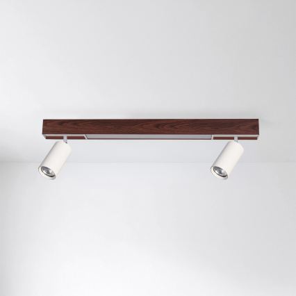 BRILAGI - Foco LED SELE 2xGU10/30W/230V + LED/15W blanco/acabado en cerezo