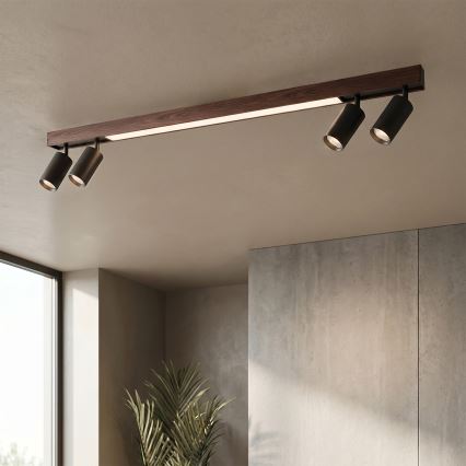 BRILAGI - Foco LED SELE 4xGU10/30W/230V + LED/25W negro/acabado cerezo