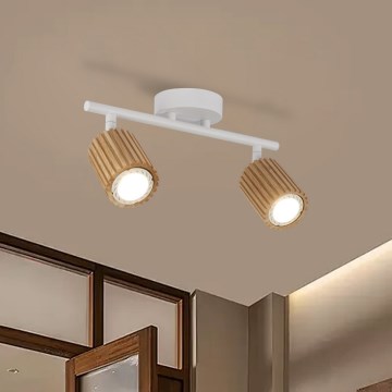 Brilagi - Foco MODERN WOOD 2xGU10/8W/230V madera/blanco