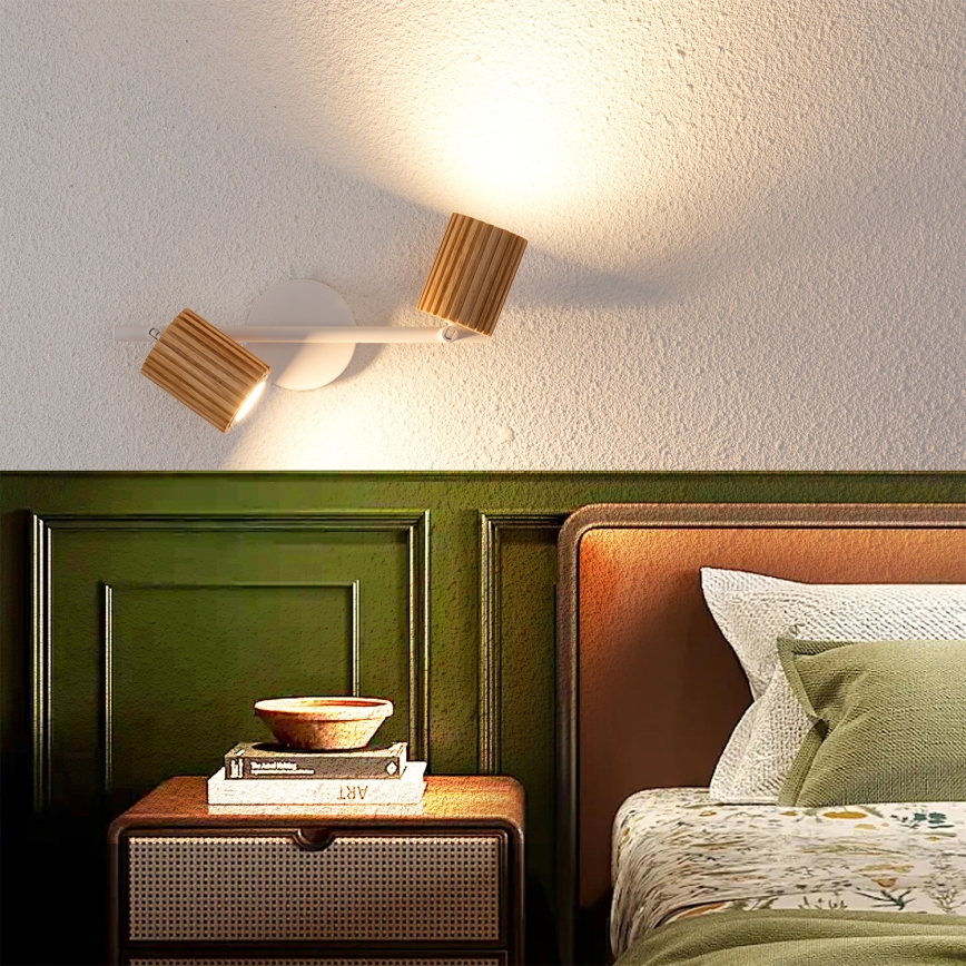 Brilagi - Foco MODERN WOOD 2xGU10/8W/230V madera/blanco