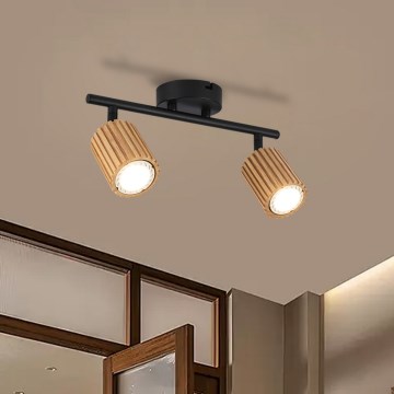 Brilagi - Foco orientable MODERN WOOD 2xGU10/8W/230V madera/negro