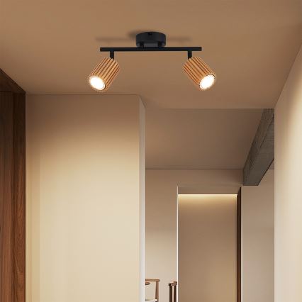 Brilagi - Foco orientable MODERN WOOD 2xGU10/8W/230V madera/negro