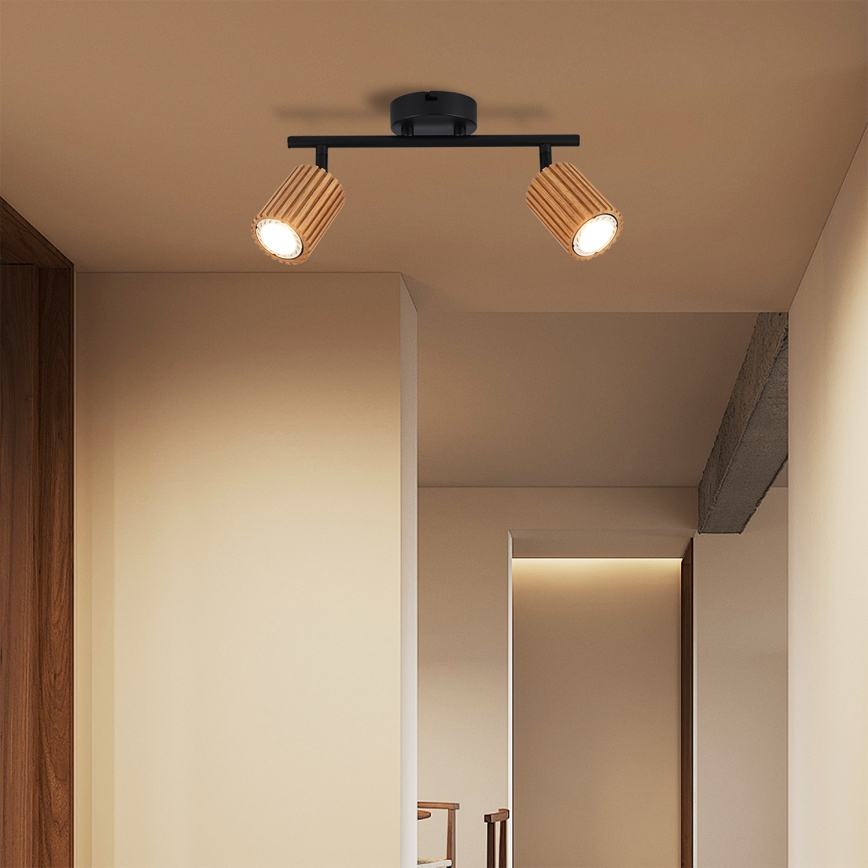 Brilagi - Foco orientable MODERN WOOD 2xGU10/8W/230V madera/negro