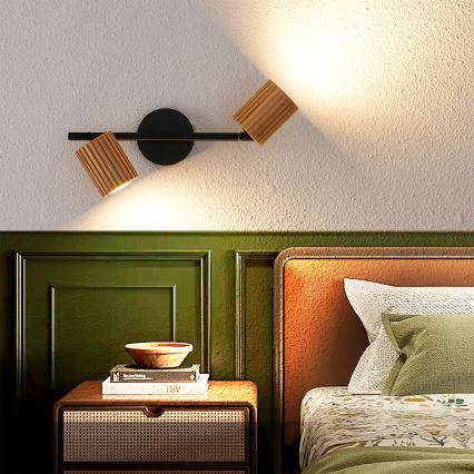 Brilagi - Foco orientable MODERN WOOD 2xGU10/8W/230V madera/negro