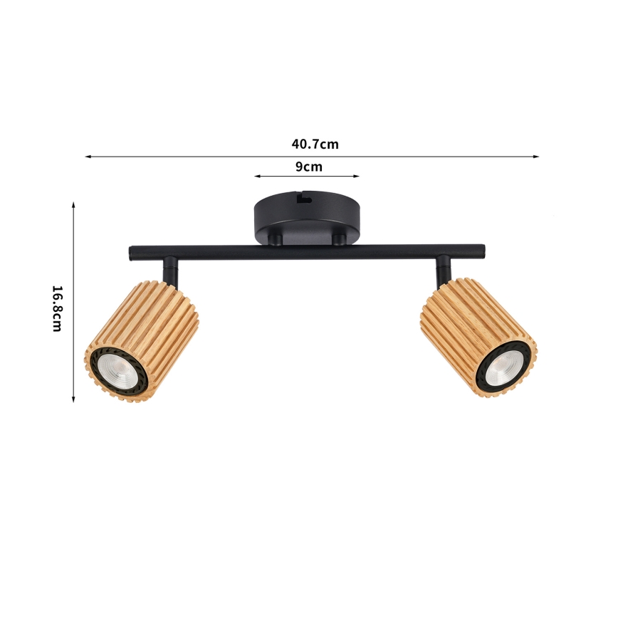 Brilagi - Foco orientable MODERN WOOD 2xGU10/8W/230V madera/negro