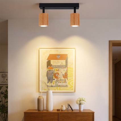 Brilagi - Foco orientable MODERN WOOD 2xGU10/8W/230V madera/negro