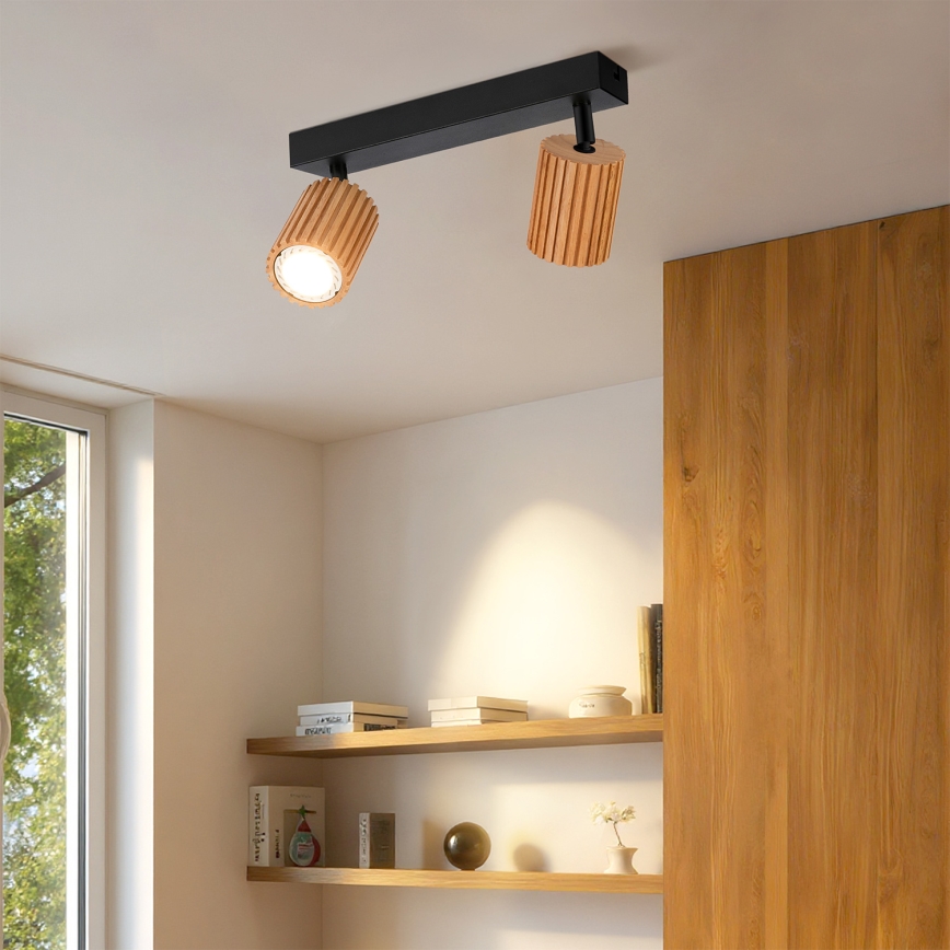Brilagi - Foco orientable MODERN WOOD 2xGU10/8W/230V madera/negro