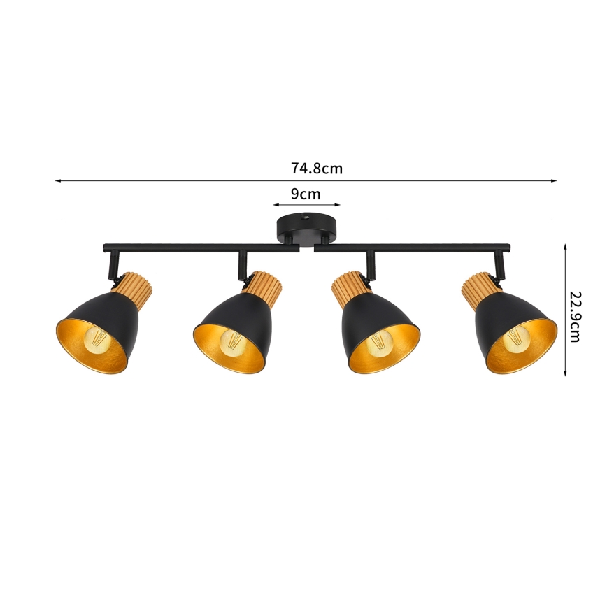 Brilagi - Foco orientable ODENSE 4xE14/10W/230V madera/negro