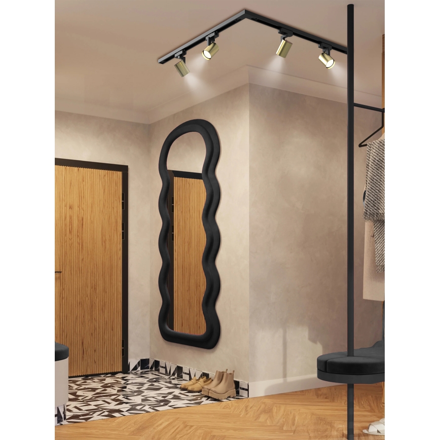 Brilagi - Foco orientable para sistema de riel HUSKY 4xGU10/10W/230V negro/dorado