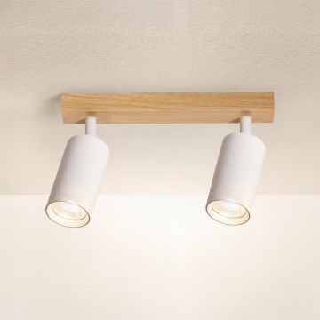 Brilagi - Foco orientable SELE 2xGU10/30W/230V blanco/roble