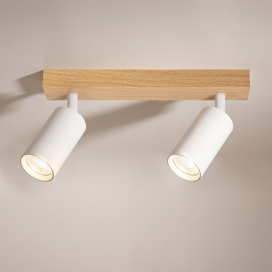 Brilagi - Foco orientable SELE 2xGU10/30W/230V blanco/roble