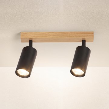 Brilagi - Foco orientable SELE 2xGU10/30W/230V negro/acabado roble