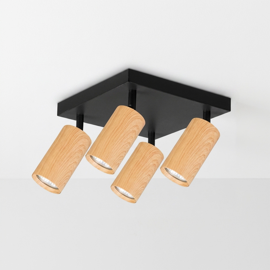 Brilagi - Foco orientable SELE SQUARE 4xGU10/30W/230V negro/acabado roble