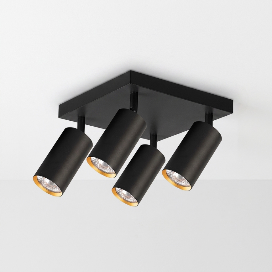 Brilagi - Foco orientable SELE SQUARE 4xGU10/30W/230V negro/dorado